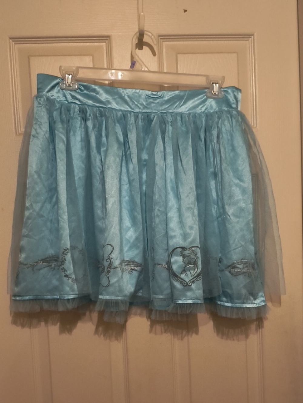 Light Blue Tulle Satin A-Line Skirt